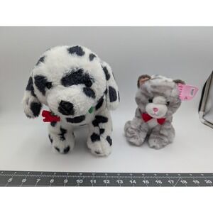 Walgreens Dalmatian Dog Plush Rose Flower Gray Cat Stripes Lot Stuffed Animal